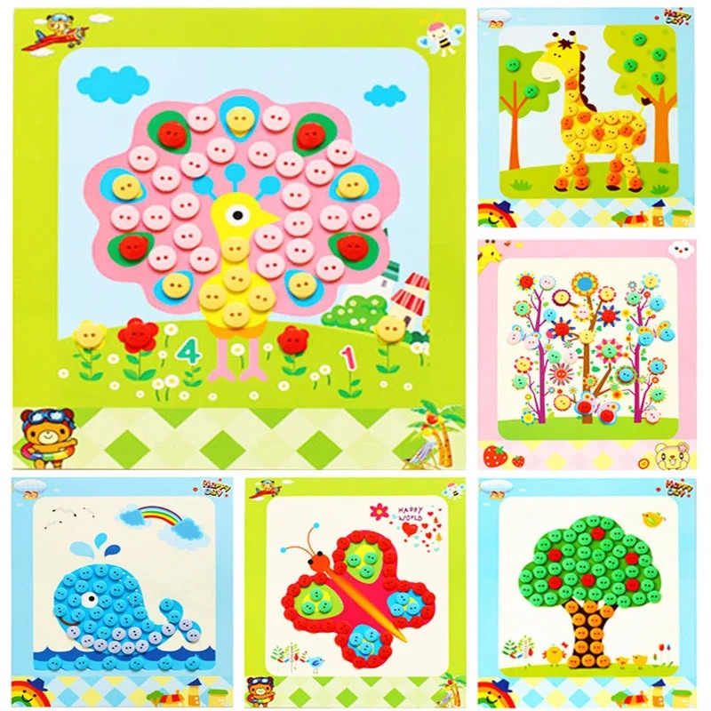 Kid Toys And Craft - 5Pcs/set Children DIY Button Stickers Toys
